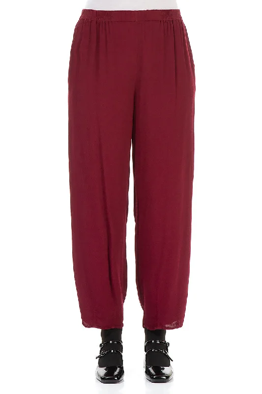 Ends Soon Long Tapered Claret Viscose Trousers