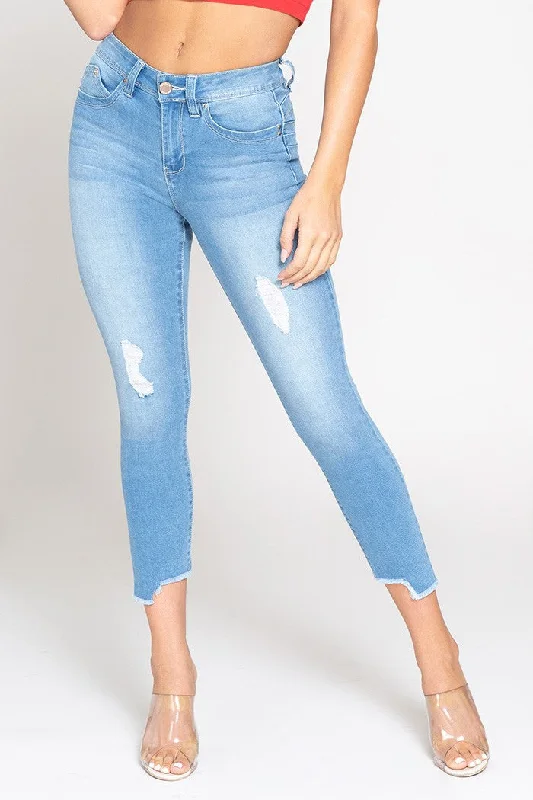Best Online Women's Boutiques YMI Jeanswear Women's Jeans High-Rise Flood Uneven Hem