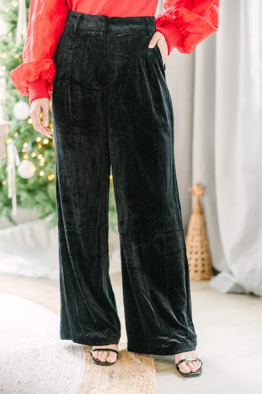 Seasonal Clearance In Your Presence Black Velvet Pants