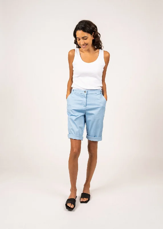 New Arrival Discount Samantha plain Bermuda shorts - in light cotton (CIEL)