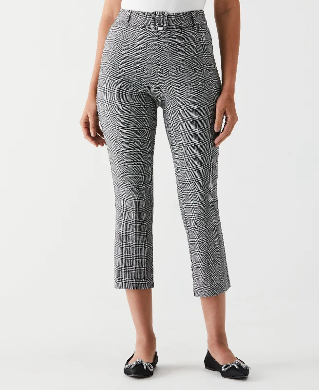Clothing Sale Petite Checkered Pleated Pant with Belt