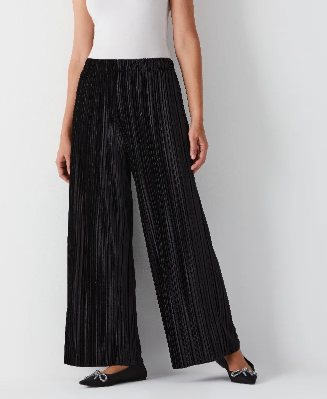Everyday Fashion Pleated Velvet Wide Leg Pant