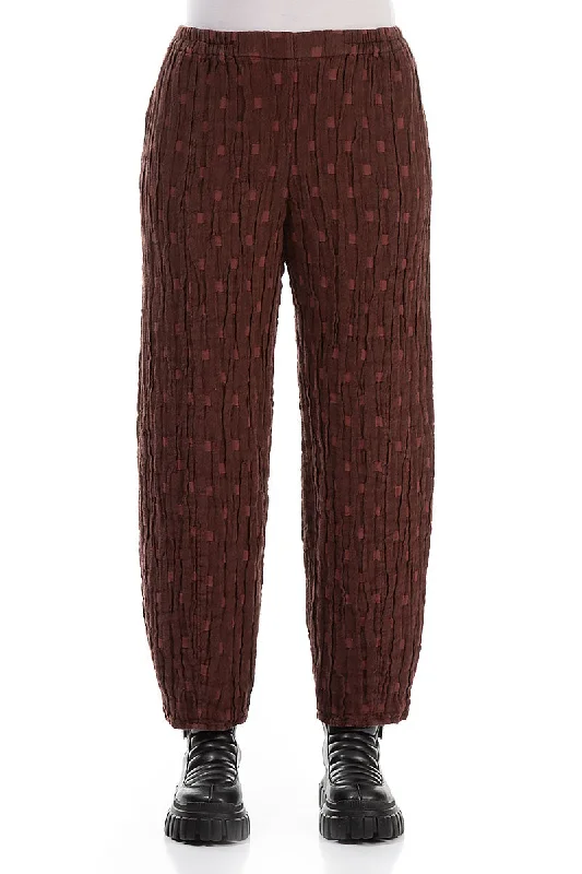 Latest Fashion Taper Merlot Textured Linen Trousers