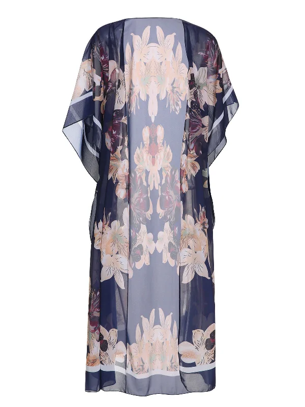 Don't Miss Out 1950s Floral Batwing Beach Cover-Up
