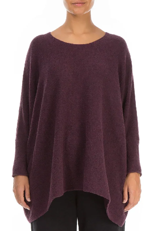 Imeless Style Wide Boxy Mulberry Wool Sweater