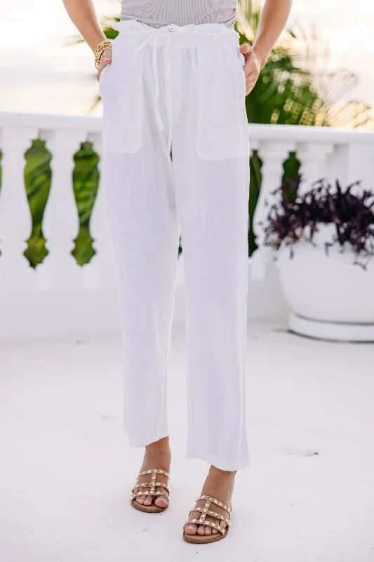 Clearance Sale, All Cheap Let's Go For A Walk White Linen Pants