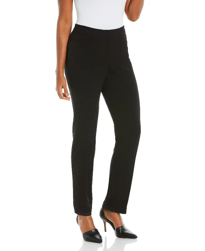 Premium Fabrics Petite Gabardine Straight Leg Pant - Curvy Fit