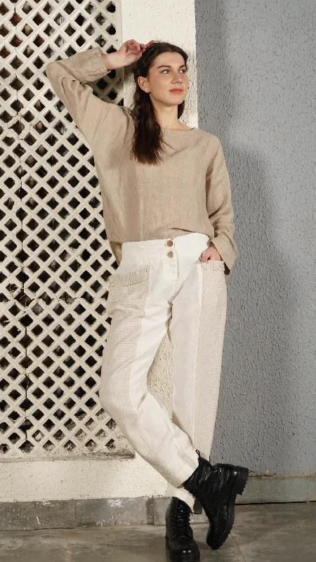 Classy Style Discounts Carey Linen Blend Pant in Cream