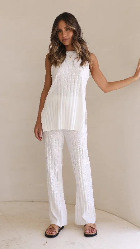 Online Boutiques Megan Knit Pants - White