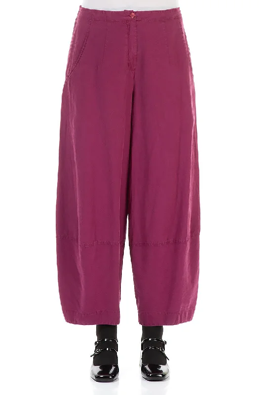 Hurry Before It'S Gone Wide Magenta Silk Linen Trousers