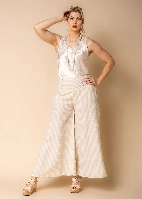 Timeless Style Promotions Estella Linen Blend Pants in Latte