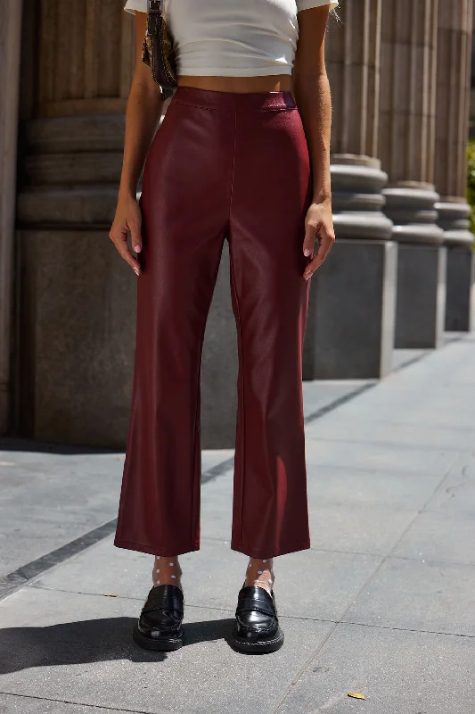 Ride The Style Wave Hayden Burgundy Faux Leather Pants