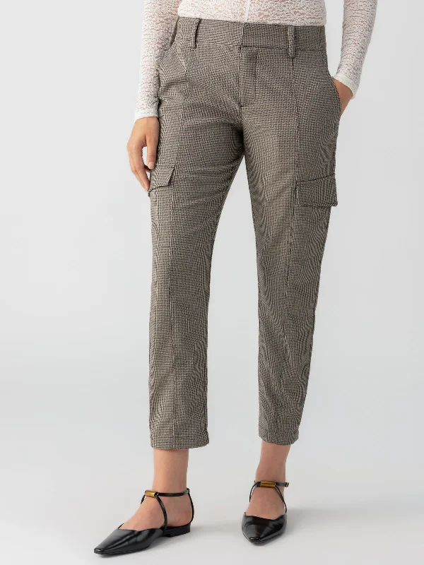 Comfort Meets Fashion Polished Cargo Standard Rise Pant Compact Houndstooth