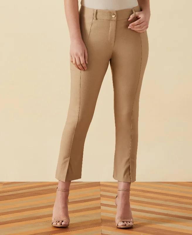 Online Boutique Stores Petite Classic Fit Seamed Straight Leg Crop Pant with Vents