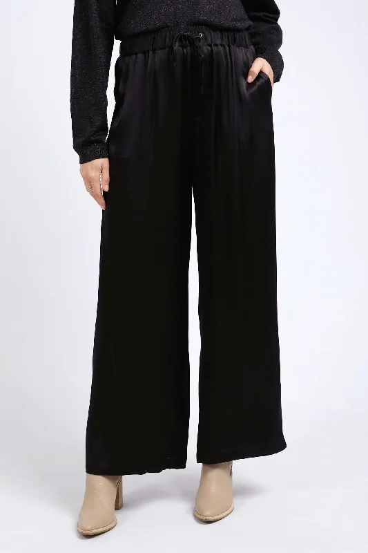 Stylish Statements Huntleigh Black Satin Pant