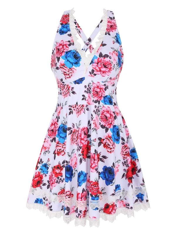 Trendy Attire For Her [Plus Size] Retro Floral One-Piece Swimsuit