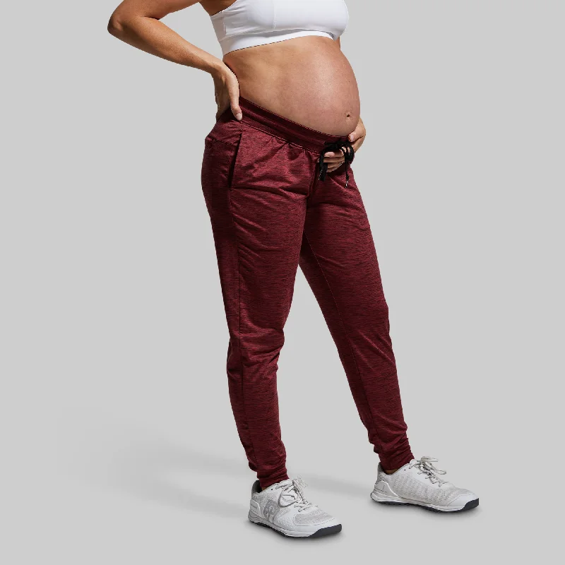Comfortable Casual Women’s Clothing Maternity Rest Day Athleisure Jogger (Maroon)