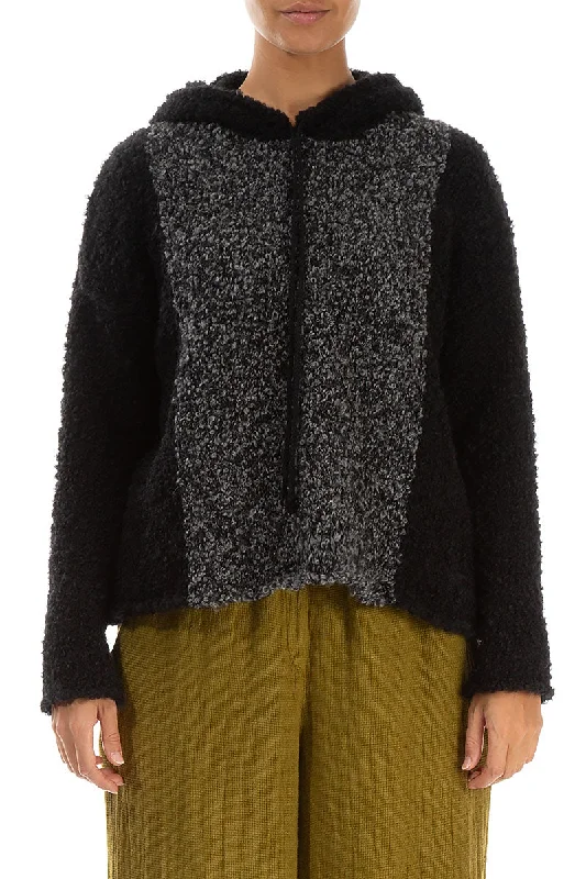 Bold Fashion Hooded Dual Mélange Grey Alpaca Wool Sweater