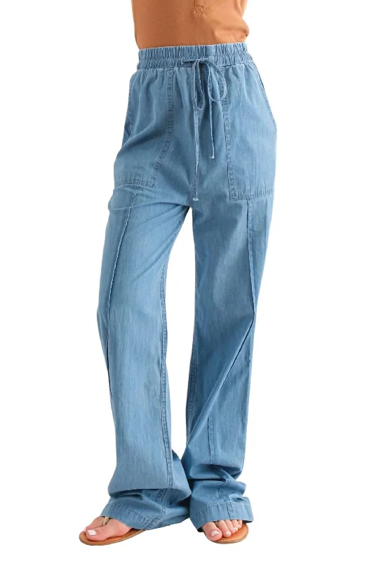 Exclusive Sale Feeling Alive Chambray Pants In Denim Blue