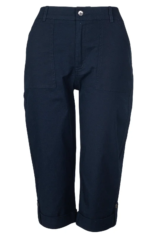 Vintage Style Deals Mid Calf Pants with roll up hem | NAVY | 6812A1