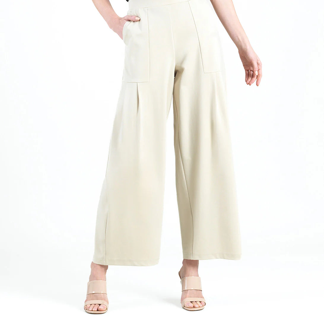 Women’s Evening Wear for Special Occasions Pleated Wide Leg Pocket Pant - Khaki