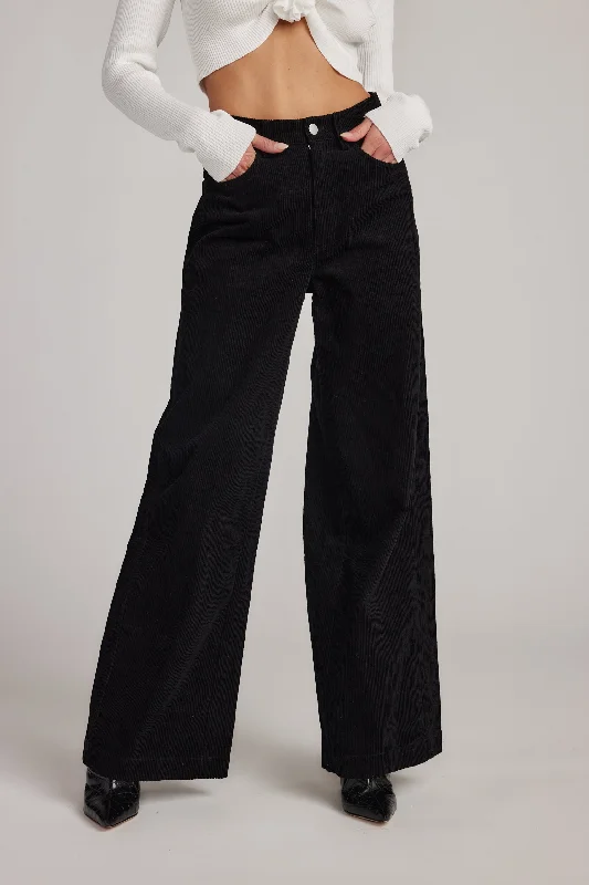 Unleash Your Trendy Side Clarence Black Corduroy Pants