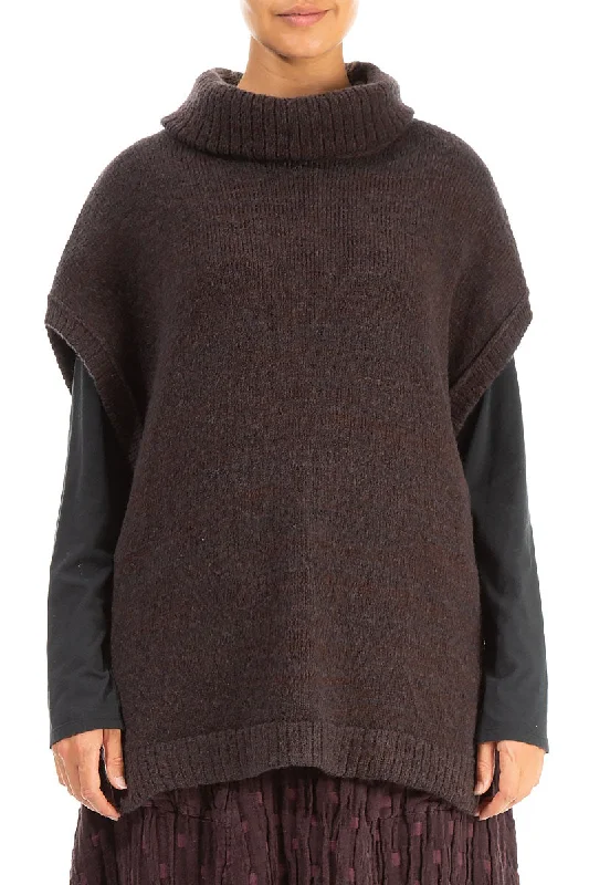 Luxury Fashion Cowl Neck Hickory Wool Vest