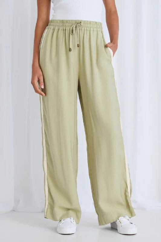 Shop Sale Items Townie Sage Stripe Side Tape Wide Leg Pants