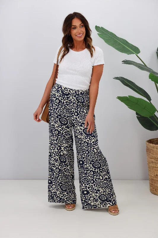 Huge Markdowns Fria Leigh Wide Leg Pant Monochrome Print