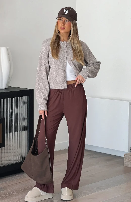 Casual Yet Chic Sales Fool For You Ribbed Pants Espresso