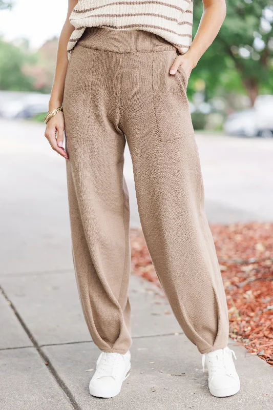 Modern Chic Discounts Ready For The Day Mocha Brown Knit Joggers