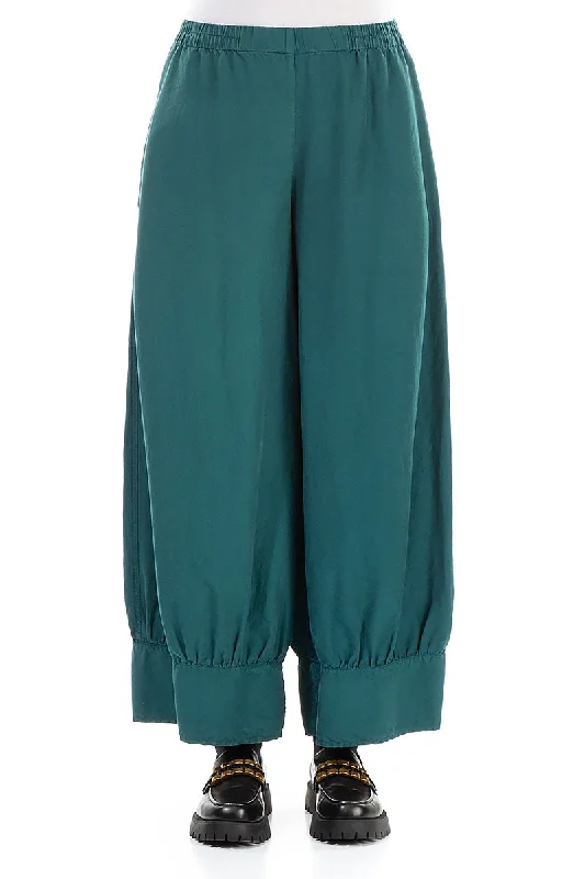 Limited Styles Taper Emerald Silk Cotton Trousers