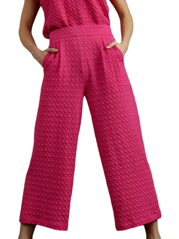 Affordable Women’s Fashion Square Jacquard Wide Pants In Hot Pink