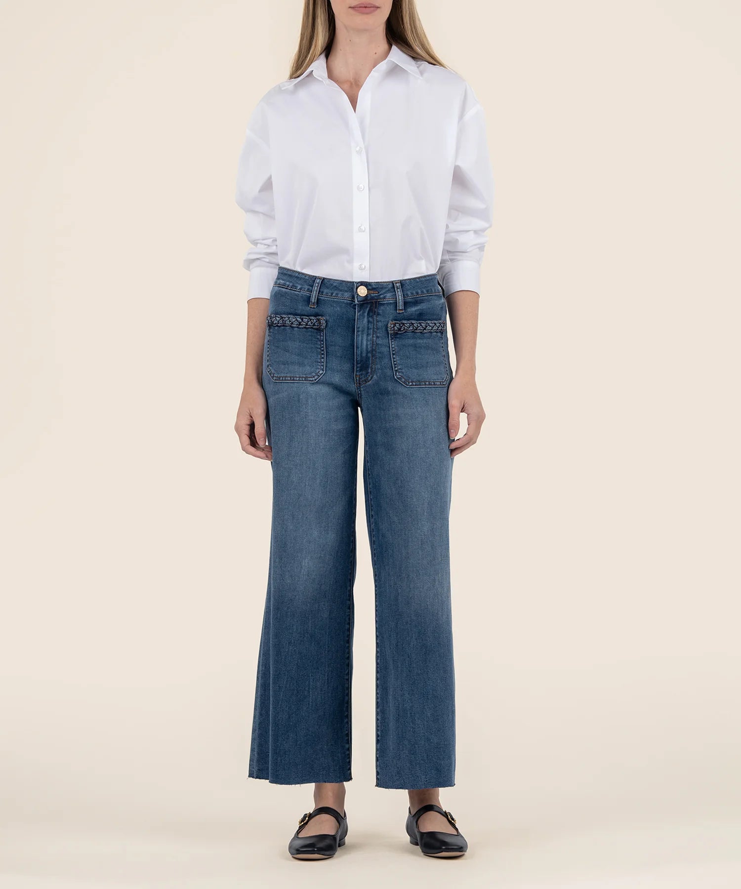 Trendy Online Boutiques Meg High Rise Wide Leg - Fame W/Dk Base Wash