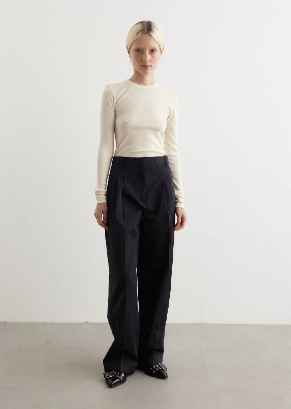 Stay Ahead In Style Wide Leg Pleated Chino Trousers