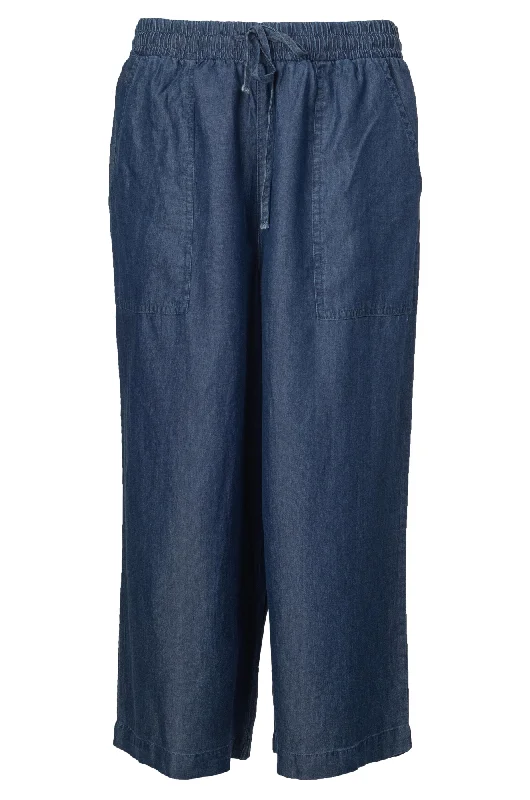 Crazy Price Slashing Plain Tencel Mid Calf Pants | DARK INDIGO | 6636A1