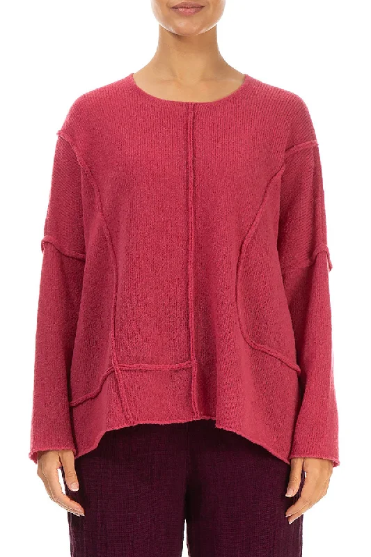 Boutique Dress Online Exposed Seam Pink Punch Wool Sweater