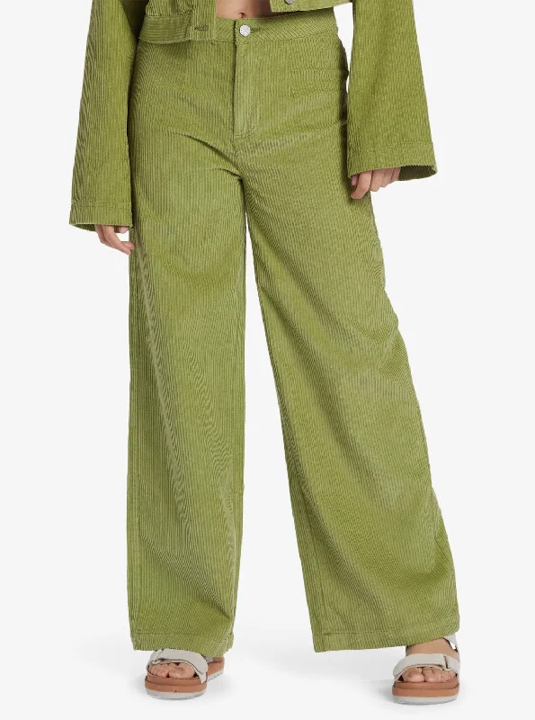 Casual Fashion Roxy Womem's Jeans High Rise Corduroy Wide Leg Pa