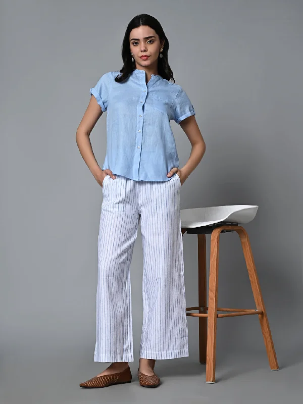 Stylish Savings Women's White Linen Cotton Regular Fit Pant