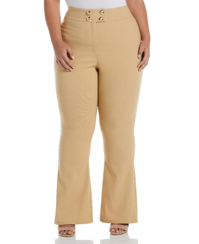 Evening Elegance Plus Size Flare Leg Pant with Button Detail