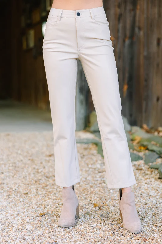 Seasonal Fashion Living Life Cream White Faux Leather Pants