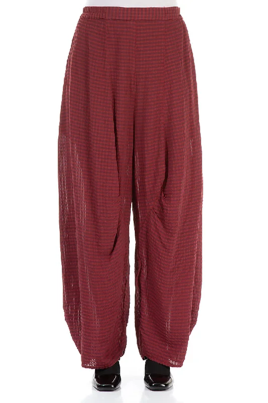 Inspired By You, Designed For You Detailed Loose Dark Red Textured Silk Trousers