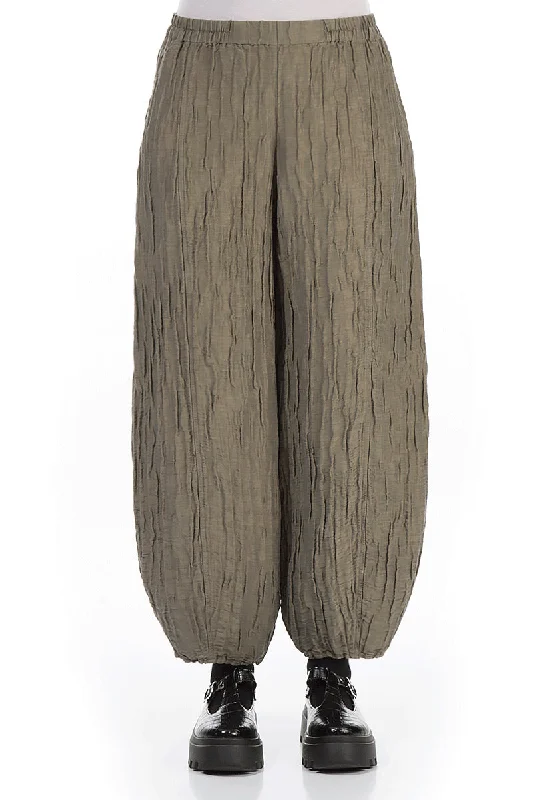 Gift Ideas Taper Silver Sage Crinkled Silk Linen Trousers