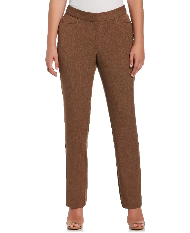 Luxe Women's Fashion Gabardine Straight Leg Pant - Curvy Fit