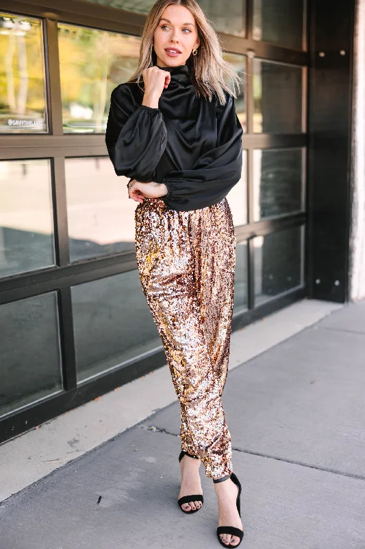 Timeless Style Promotions Living On Love Copper Sequin Joggers