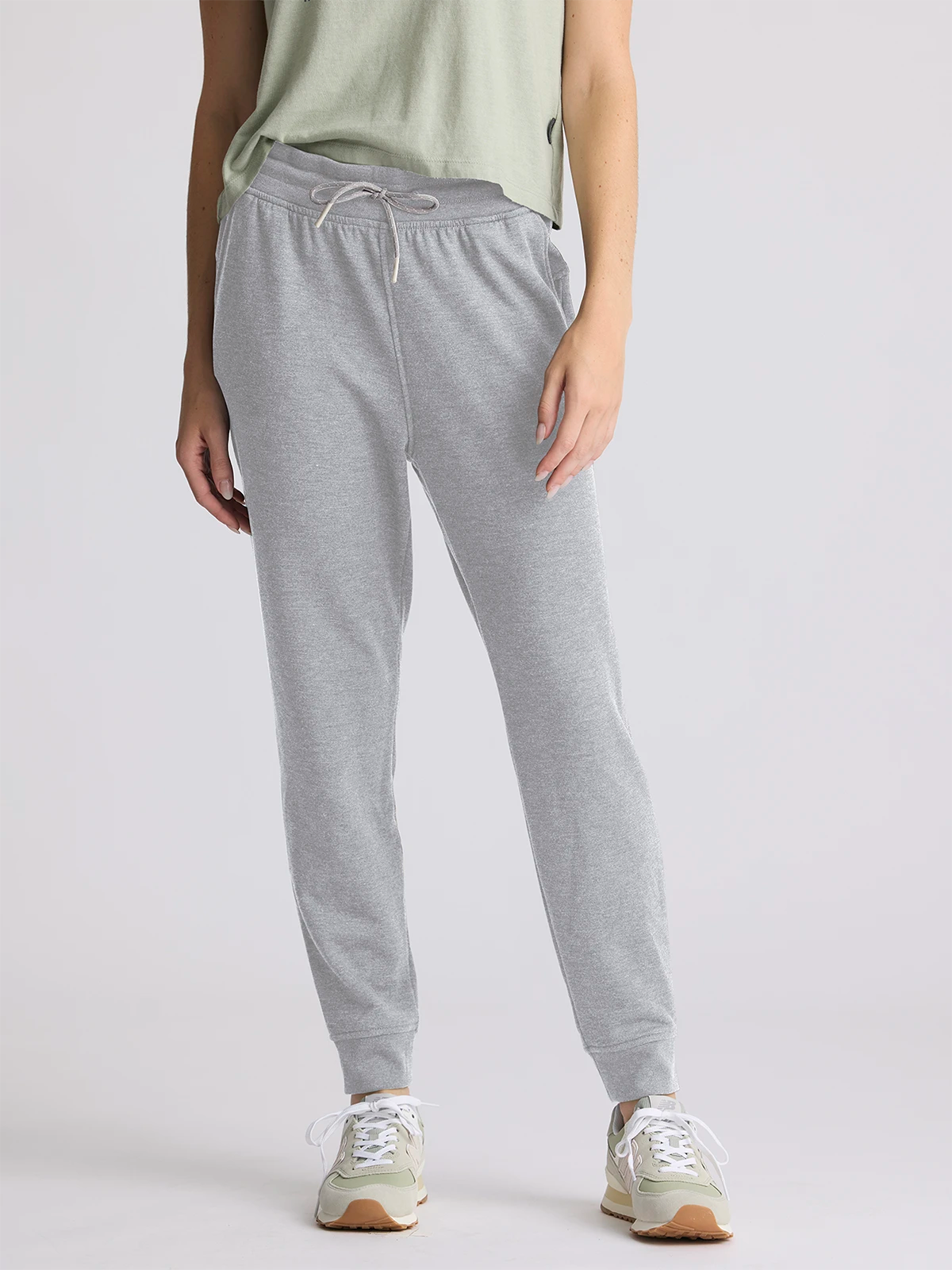 Premium Style Women's Bamboo Lightweight Fleece Jogger - Light Heather Grey