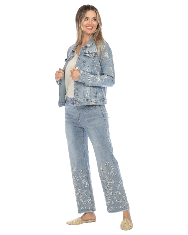 Clothes For Woman Floral Denim Jeans