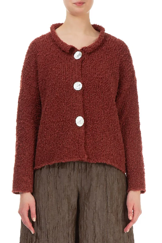 Clothing Woman Burnt Brick Alpaca Wool Cardigan