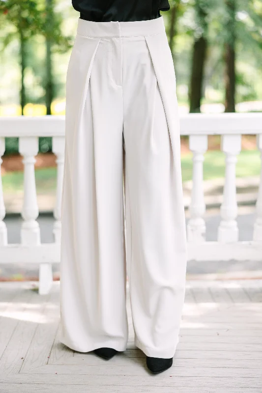 Special Offer In The Lead Cream White Wide Leg Trousers