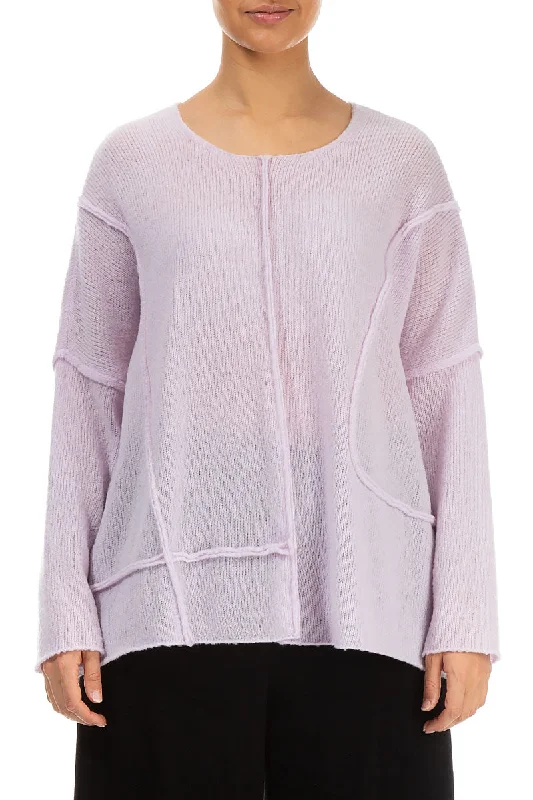 Big Sale Event Exposed Seam Light Pink Wool Sweater